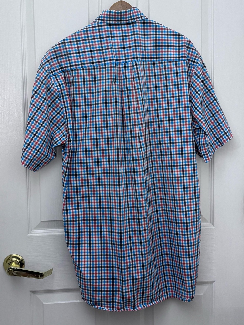 Cinch Men's Orange and Blue Plaid Short Sleeve Button-Down Shirt - Picture 2 of 3